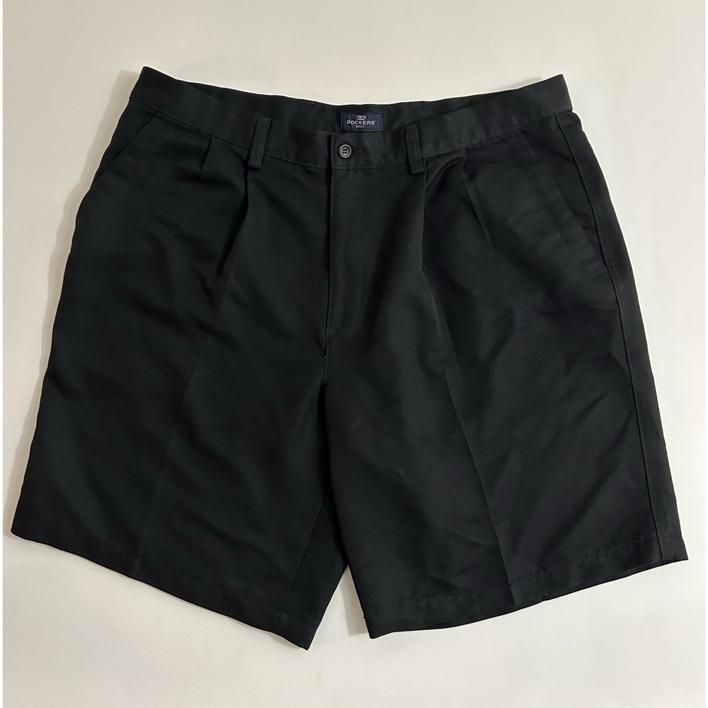 Dockers Premium‎ Golf Shorts Men's Size 38 Pleated Black Relaxed Fit Polyester